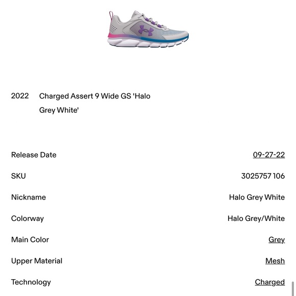 Under Armour GGS Assert 9 Wide 2E - Picture 2 of 5